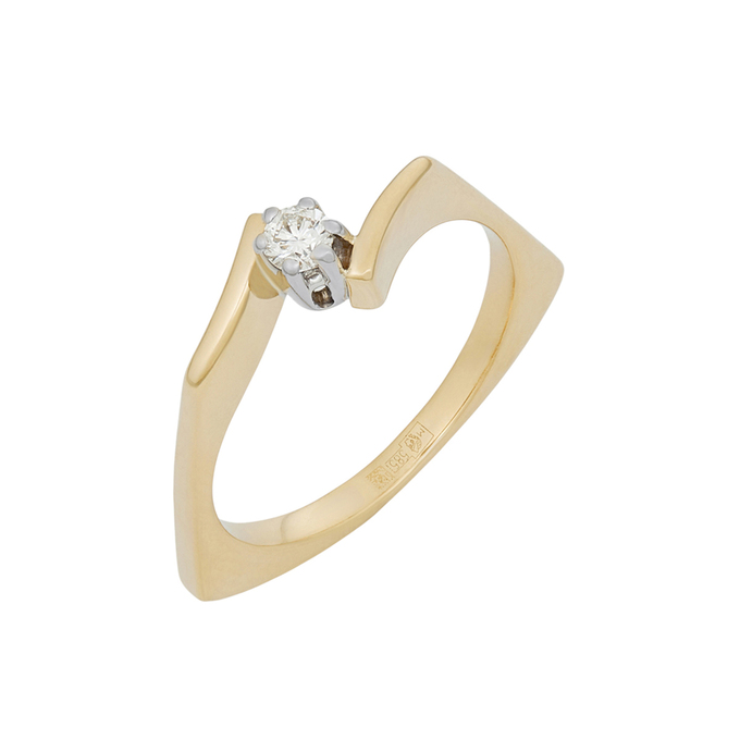 Кольцо из золота 585 пробы c бриллиантом