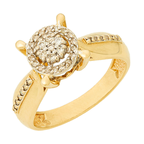 Кольцо из комбинированного золота 585 пробы c 37 бриллиантами, Л06158738 за 49600
