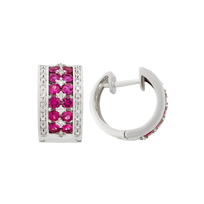 Серьги из золота 750 пробы c рубинами и бриллиантами, Л 2812 3993 за 190000