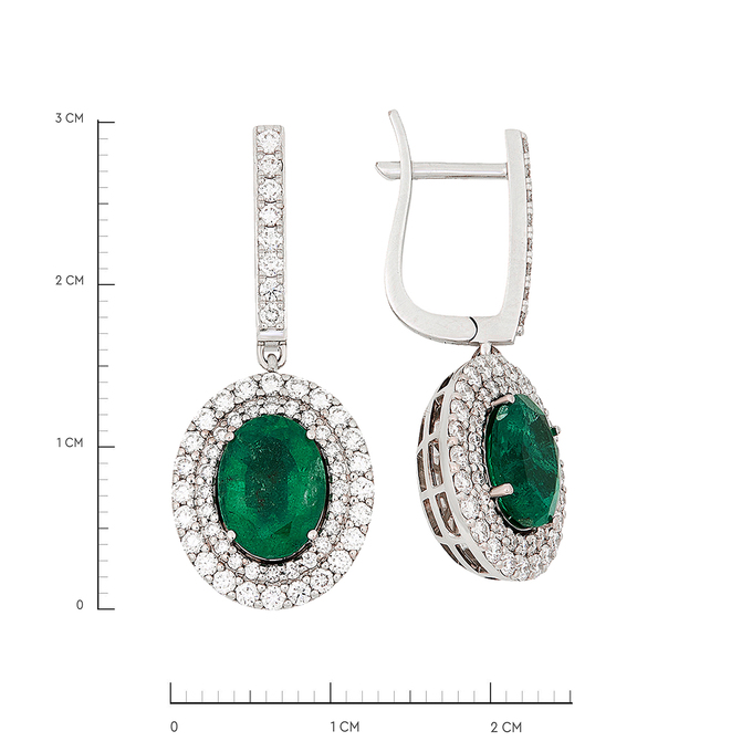 Серьги из золота 750 пробы c изумрудами и бриллиантами, Ц О007 2524 за 375000