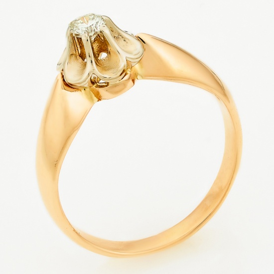 Кольцо из комбинированного золота 585 пробы c 1 бриллиантом, Л05138167 за 11200