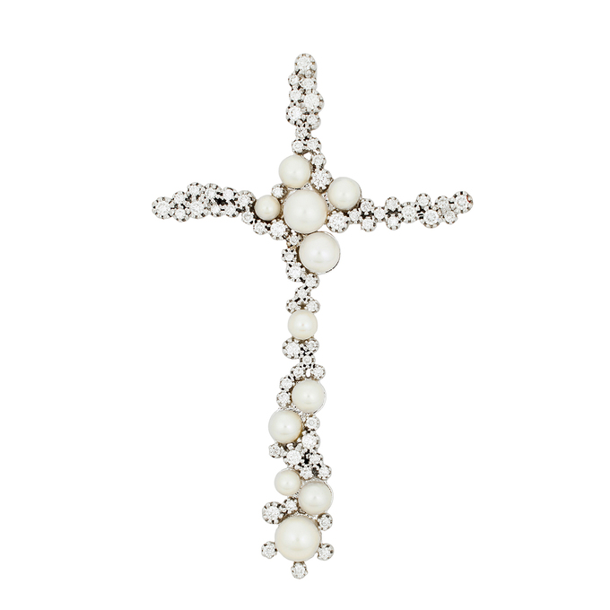 Подвеска из золота 750 пробы c бриллиантами и культивированным жемчугом, Л 2812 2290 за 235000