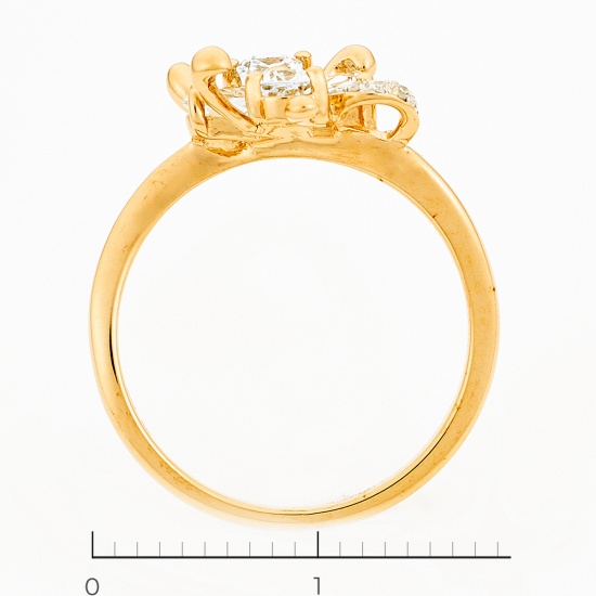 Кольцо из комбинированного золота 585 пробы c 4 бриллиантами и 4 топазами, Л62013293 за 8955