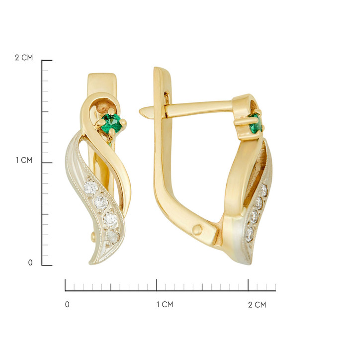 Серьги из золота 585 пробы c бриллиантами и изумрудами, Л 0408 8551 за 43800