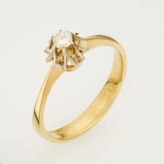 Кольцо из комбинированного золота 750 пробы c 1 бриллиантом, 132443 за 46 200 ₽