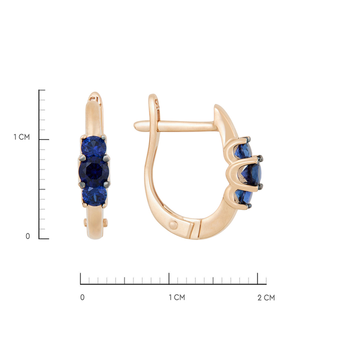 Серьги из золота 585 пробы c синт. сапфирами, Л 3706 0801 за 15920