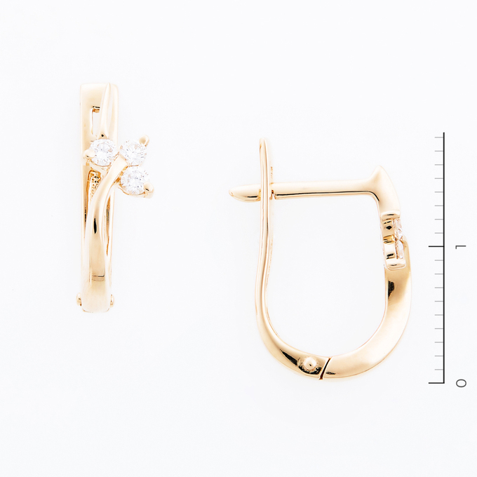 Серьги из золота 585 пробы c 6 бриллиантами