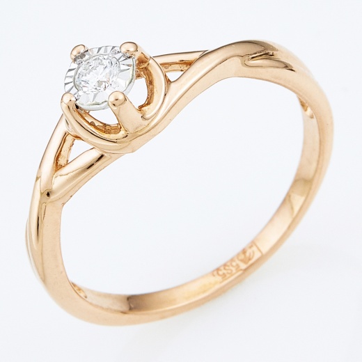 Кольцо из комбинированного золота 585 пробы c 1 бриллиантом Л37050884 фото 1