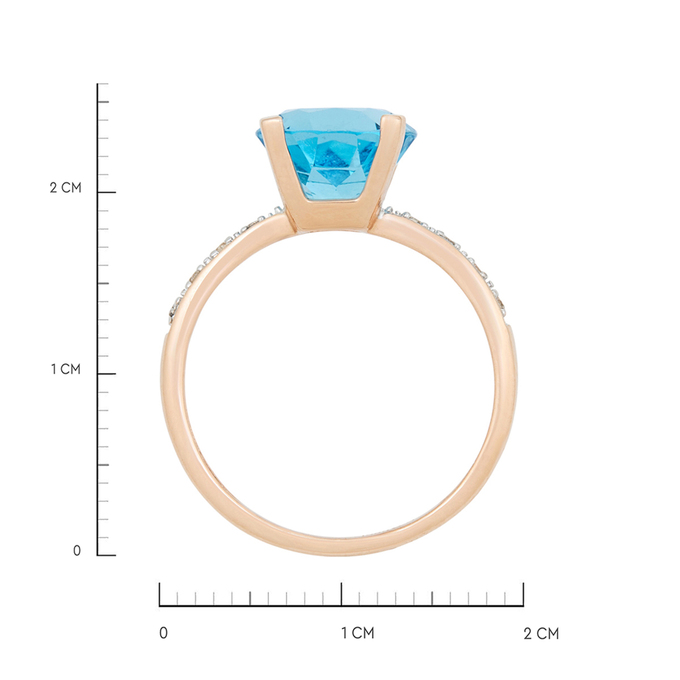Кольцо из золота 585 пробы c топазом и бриллиантами, Л 2913 1241 за 24720