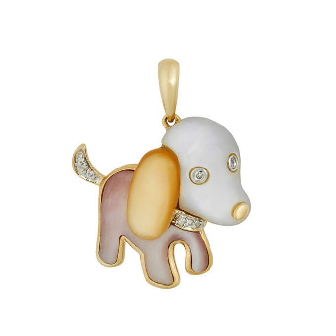 Подвеска из золота 585 пробы c бриллиантами и перламутром