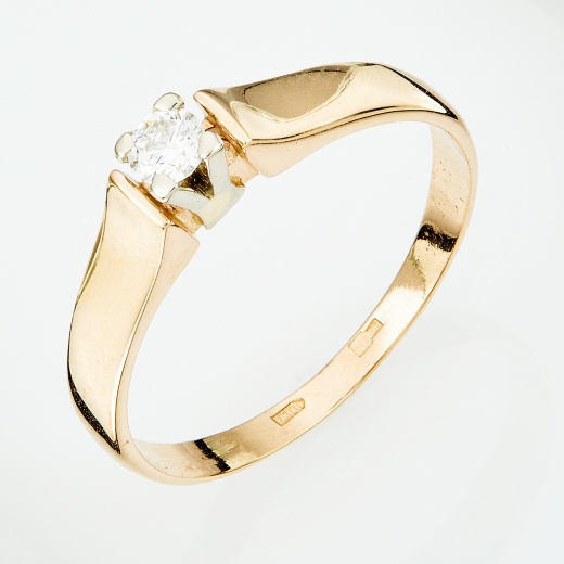Кольцо из комбинированного золота 585 пробы c 1 бриллиантом Л31107231 фото 1