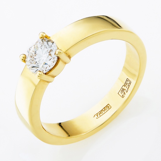 Кольцо из желтого золота 750 пробы c 1 бриллиантом, Л43044529 за 152600