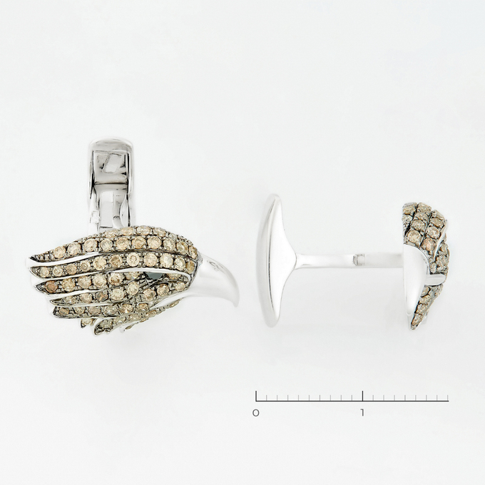 Запонка из белого золота 585 пробы c 114 бриллиантами