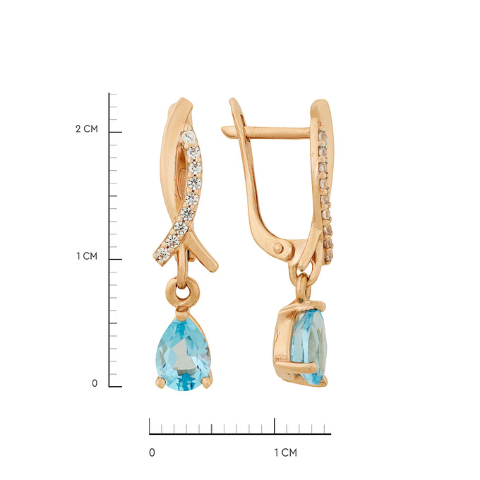 Серьги из золота 585 пробы c топазами и фианитами, Л 1612 9798 за 37500