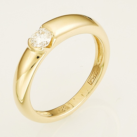 Кольцо из желтого золота 750 пробы c 1 бриллиантом Л06141914 фото 1