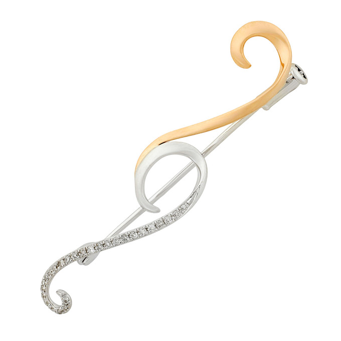 Брошь из золота 585 пробы c бриллиантами