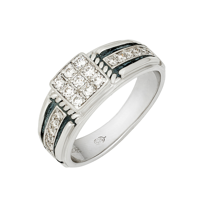 Кольцо из золота 585 пробы c бриллиантами и эмалью