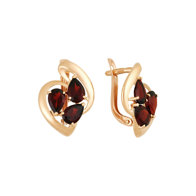 Серьги из золота 585 пробы с гранатами