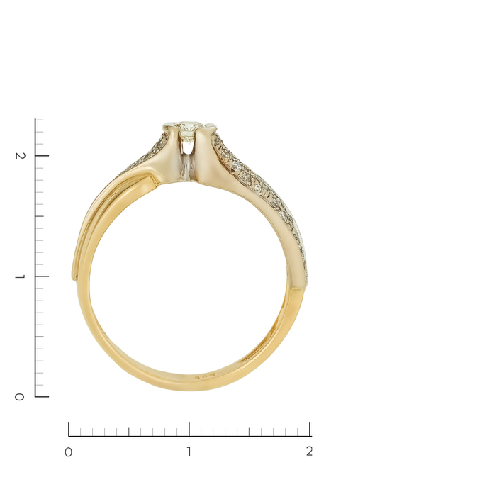 Кольцо из комбинированного золота 585 пробы c 45 бриллиантами, Л 6102 4114 за 41650