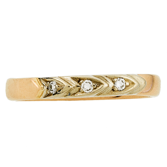 Кольцо из комбинированного золота 585 пробы c 3 бриллиантами, Л20102525 за 16140