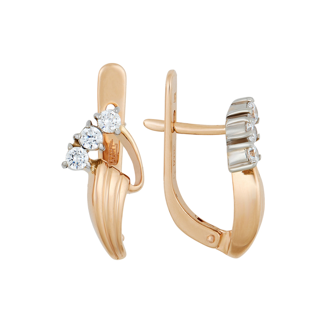 Серьги из золота 585 пробы c фианитами, Л 4608 6583 за 29120