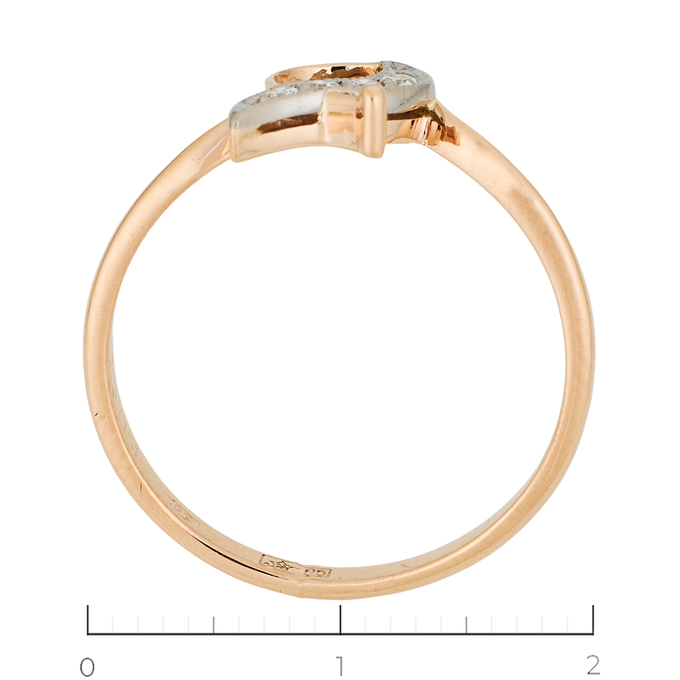 Кольцо из комбинированного золота 585 пробы c 4 бриллиантами