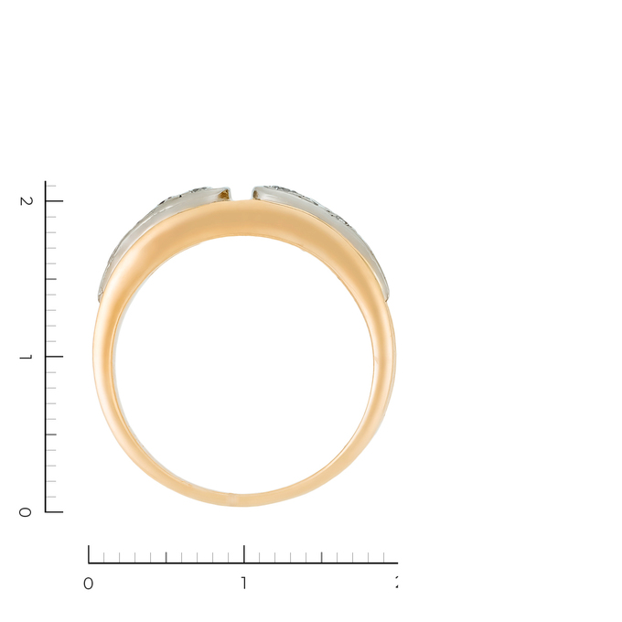 Кольцо из комбинированного золота 585 пробы c 6 бриллиантами