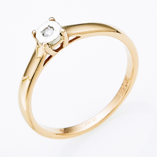 Кольцо из комбинированного золота 585 пробы c 1 бриллиантом Л19102767 фото 1