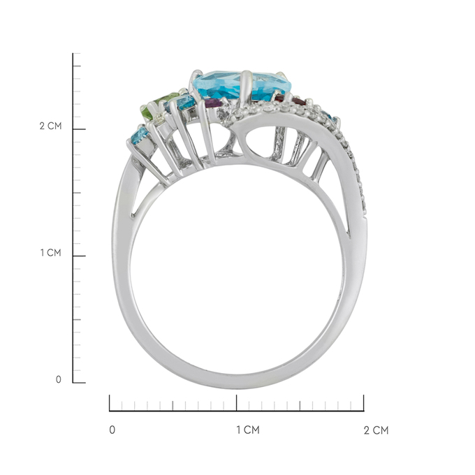 Кольцо из золота 585 пробы c топазами, хризолитом, турмалином, аметистом и бриллиантами, Л 4807 8413 за 42800