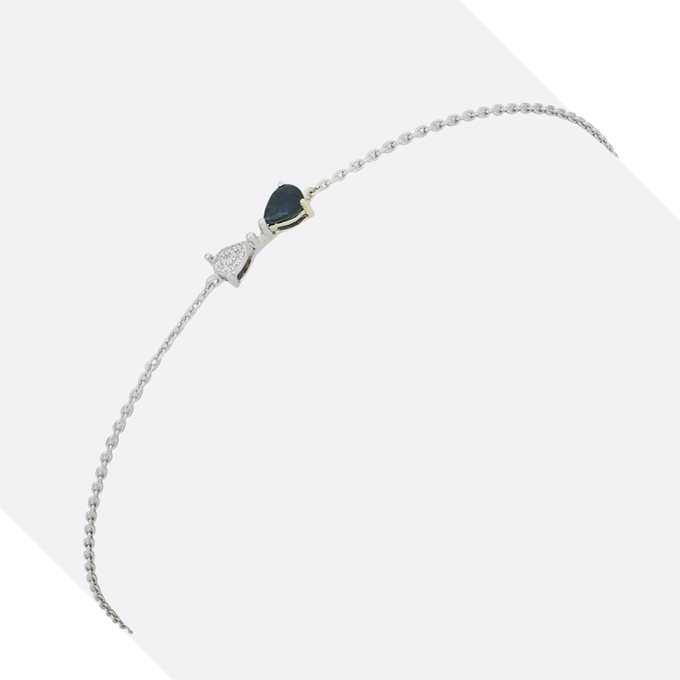 Браслет из золота 585 пробы c сапфиром и бриллиантами