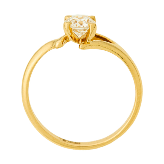 Кольцо из желтого золота 750 пробы c 1 бриллиантом, Л66019925 за 116400