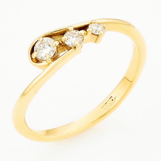 Кольцо из желтого золота 750 пробы c 3 бриллиантами, Л28079347 за 17675