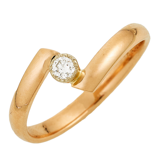 Кольцо из комбинированного золота 585 пробы c 1 бриллиантом, Л36060729 за 14250