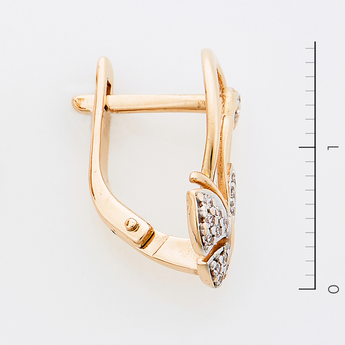 Серьги из красного золота 585 пробы c фианитами