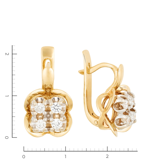 Серьги из золота 585 пробы c 8 бриллиантами