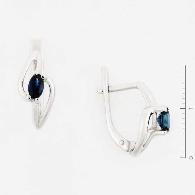 Серьги из белого золота 585 пробы c 2 сапфирами