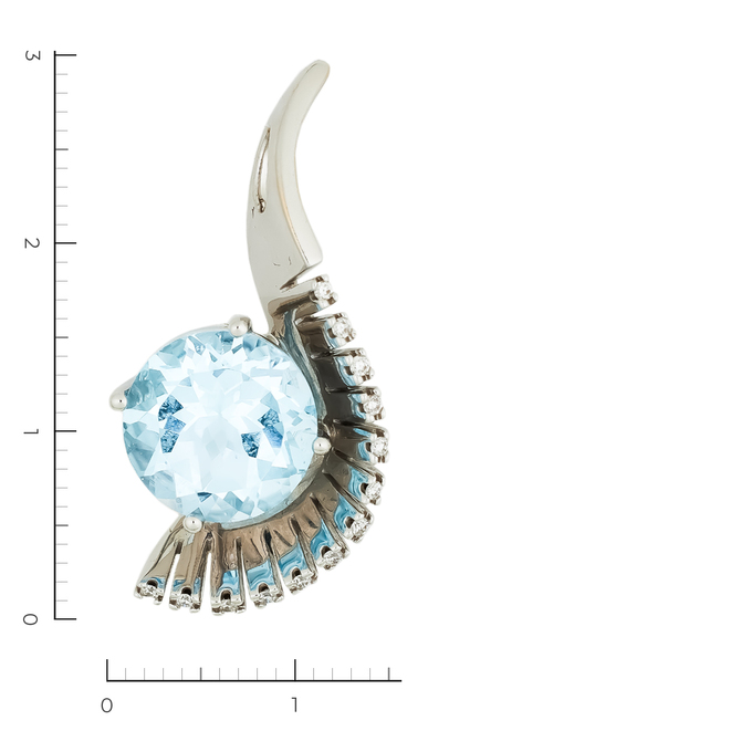 Подвеска из белого золота 750 пробы c 13 бриллиантами и 1 топазом, Л 2010 3080 за 42600