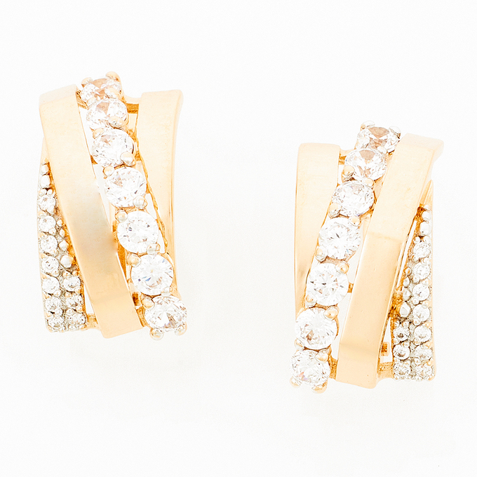 Серьги из золота 585 пробы c фианитами
