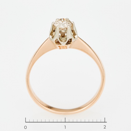Кольцо из комбинированного золота 583 пробы c 1 бриллиантом, Л75004742 за 35525