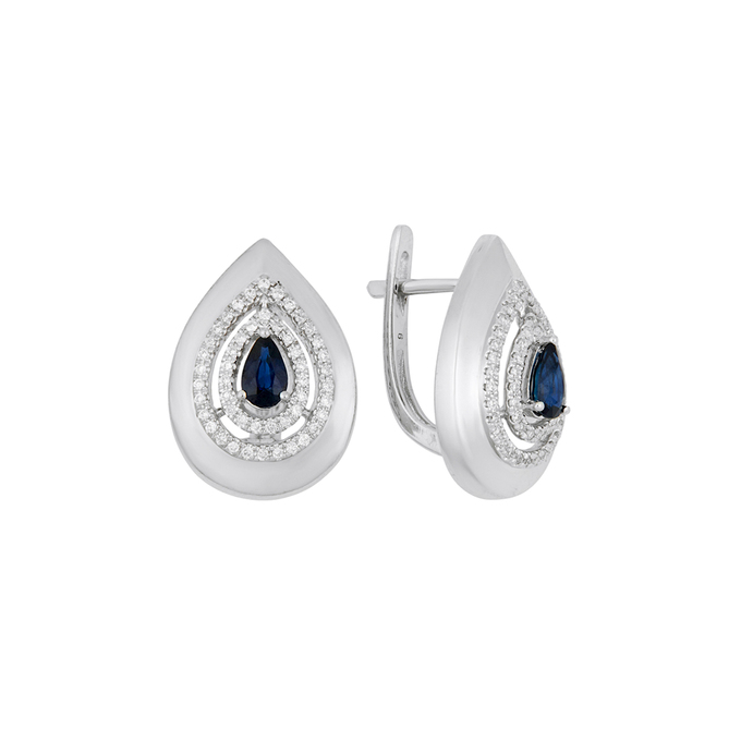 Серьги из золота 585 пробы c сапфирами и бриллиантами