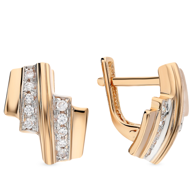 Серьги из золота 585 пробы c фианитами