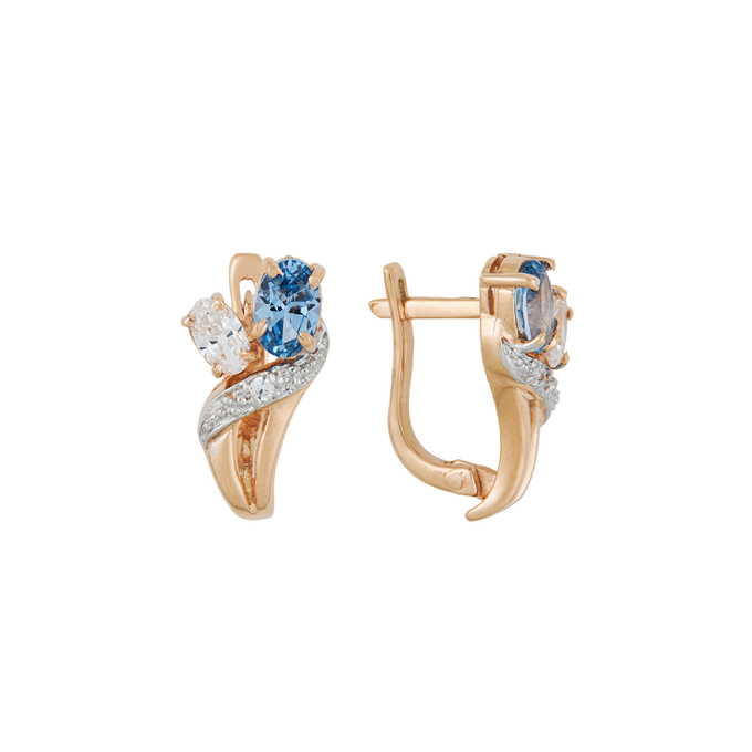 Серьги из золота 585 пробы c 2 топазами и 4 фианитами, Л 7601 4036 за 37920