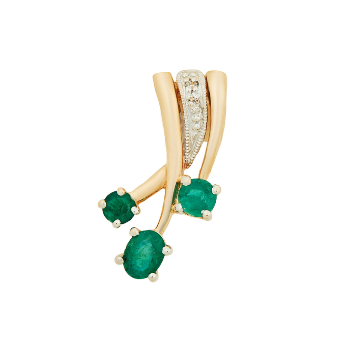 Подвеска из золота 585 пробы c изумрудами и бриллиантами