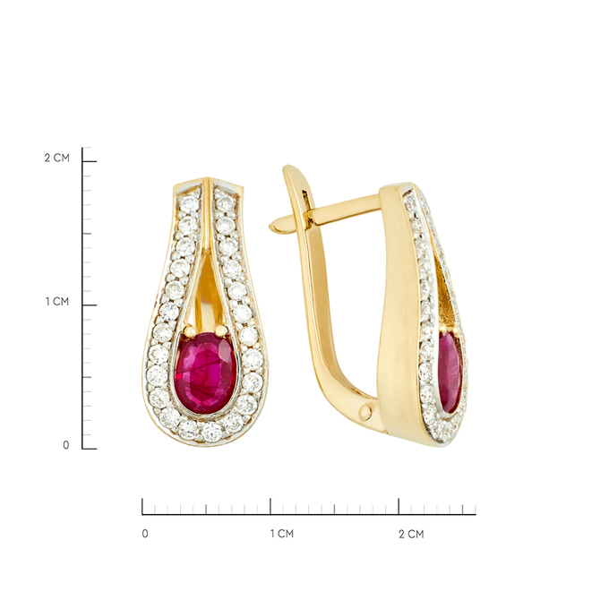 Серьги из золота 585 пробы c рубинами и бриллиантами, К 0000 4246 за 68800