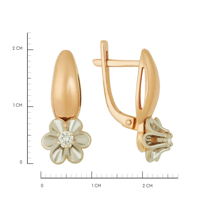 Серьги из золота 585 пробы c бриллиантами