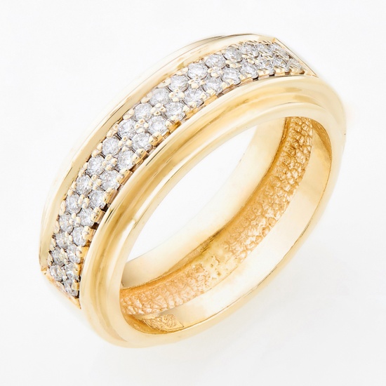 Кольцо обручальное из желтого золота 585 пробы c 36 бриллиантами