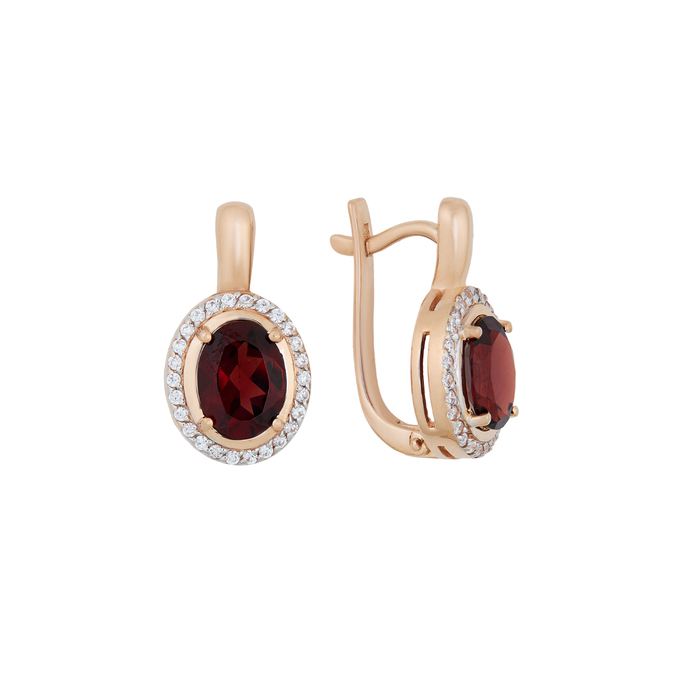 Серьги из золота 585 пробы c гранатами и фианитами, К 0000 3384 за 55500
