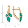 Серьги из золота 585 пробы c хризопразами и синтетическими камнями