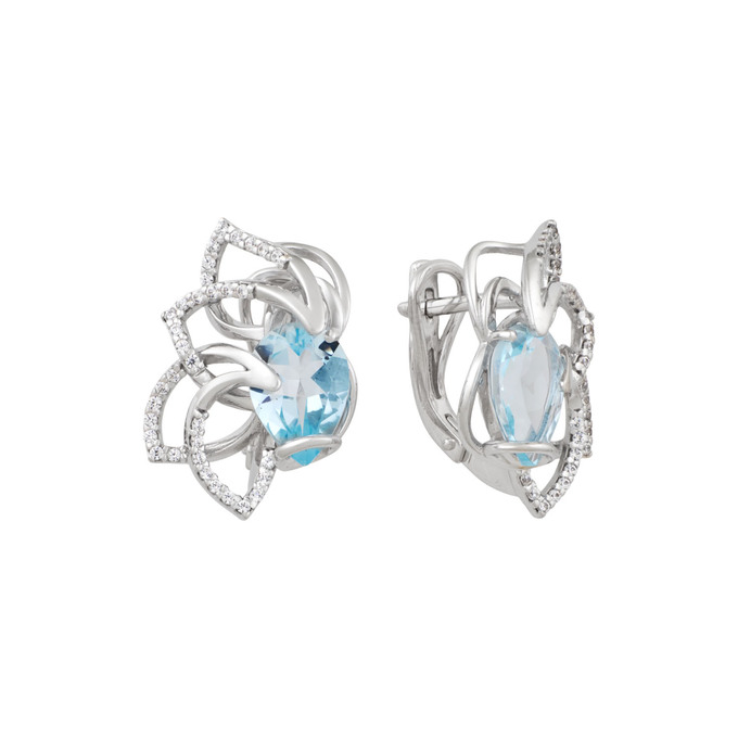 Серьги из золота 585 пробы с топазами и фианитами, Л 1812 2731 за 73000