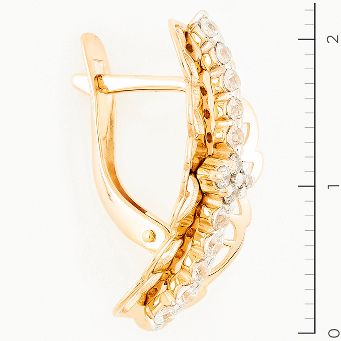 Серьги из красного золота 585 пробы c фианитами